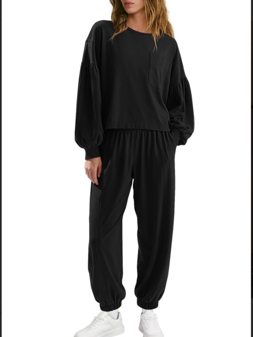 Women’s Black Jogger Set - Casual Sweatpants & Top